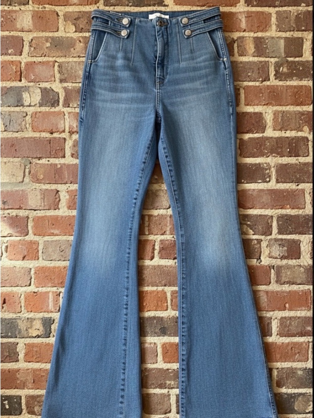Veronica Beard Medium Blue Flare Jeans - High-Rise Wide Leg
